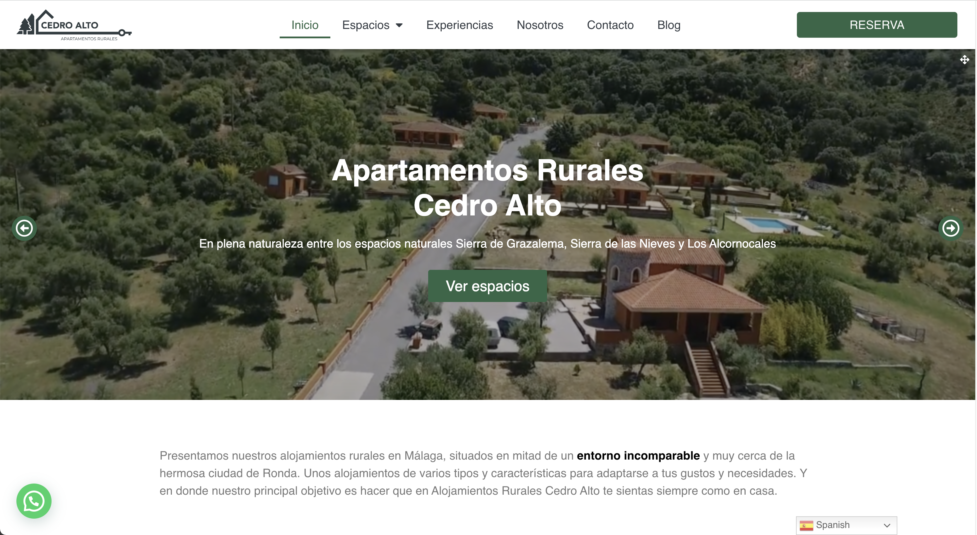 Sitio web para Apartamentos Rurales Cedro Alto